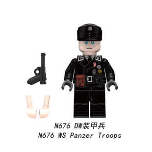 适用乐高欧洲德国装甲兵军事积木人仔士兵步兵炮兵第三方拼装玩具