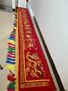 横幅门彩4.9米八仙双龙乔迁庆典喜庆结婚挂大门红彩布门楣绣品