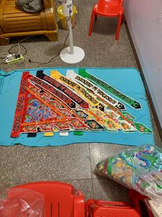 台版精品五色旗双面刺绣龙款令旗精品双龙佛旗进香旗佛家道家绣品