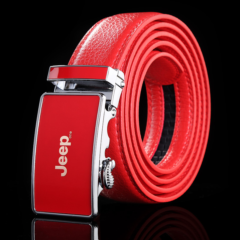 真皮西装新郎牛年自动扣红腰带