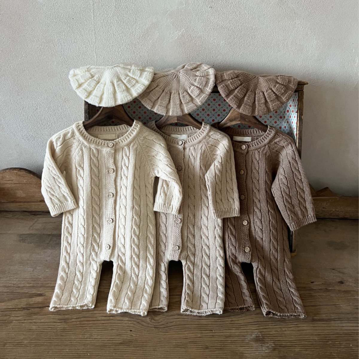 新生婴儿冬装a类纯棉针织毛衫连体衣男女麻花毛织长款毛衣包屁衣