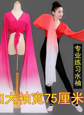 成人水袖练功服越剧古典舞惊鸿舞渐变色舞蹈服戏曲练习甩袖上衣女