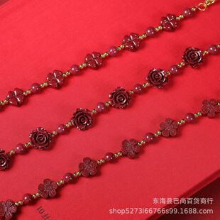高含量朱砂梅花手链紫金砂玫瑰花幸运四叶草手编六六大顺顺心顺意