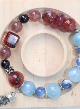 复古多色串珠海蓝宝草莓