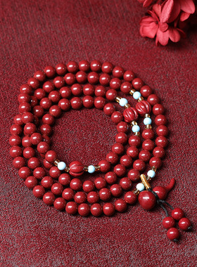 高含量朱砂108佛珠手链紫金砂多圈葫芦光珠佛珠念珠手串呱呱来财