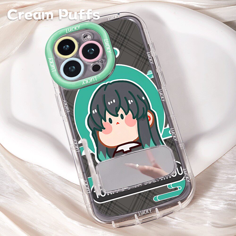 动漫iPhone14p带挂绳16plus手机壳小米17Ultra软适用镜子支架苹果13ProMax鬼灭之刃时透无一郎可爱华为NOVA15