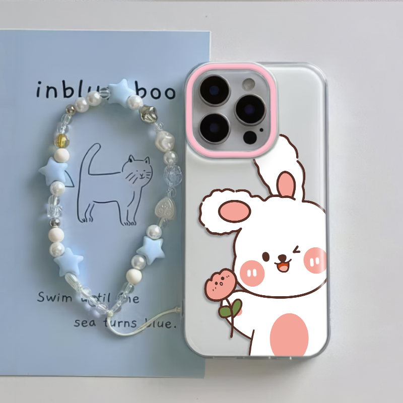 手机壳带挂绳iPhone12小白兔郁金香16可爱OPPORENO14PRO卡通适用ins风苹果15硬大孔13ProMax小清新荣耀Magic7