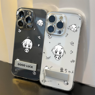 IQOOZ10TURBO手机壳带支架超薄12ProMax苹果13适用亚文化动漫OPPORENO14无边框高级感15透明硬iPhone16畅享80