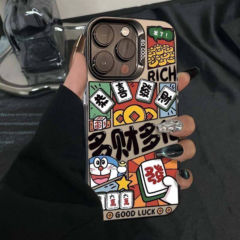 苹果16多财多亿叮当猫17ProMax新款手机壳硬Nova12活力版卡通iPhone14彩银15plus适用iQOO13创意红米k80Ultra