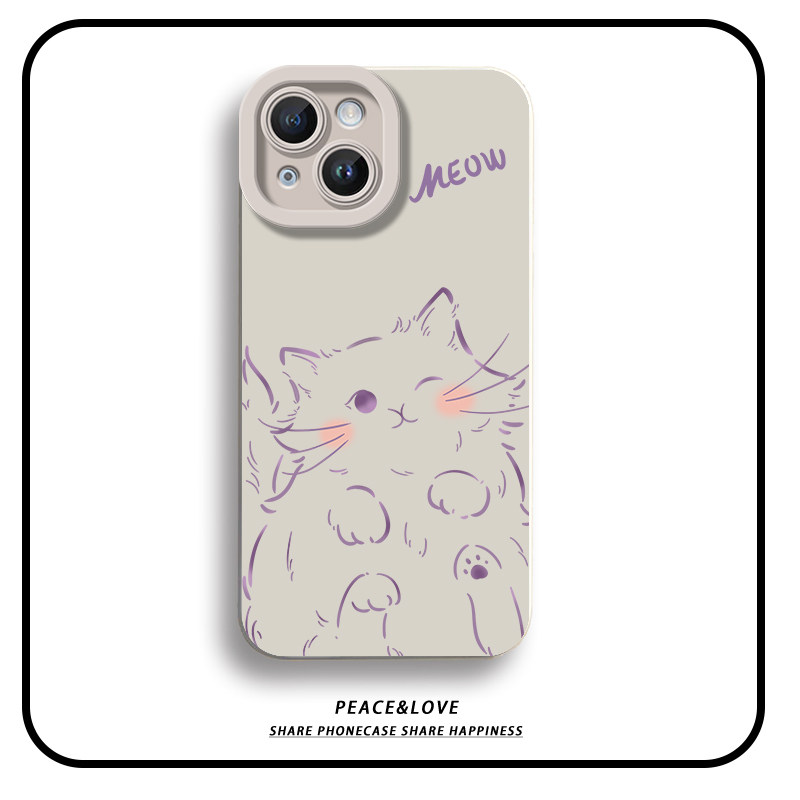 VIVOY600PRO腮红紫线猫咪14ProMax创意一加15适用iPhone16手机壳软17air瞳眼苹果13创意华为Mate80ins风x300s