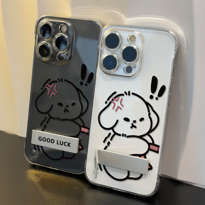 小米15超薄14plus走情侣生气小狗红米k80无边框iPhone17手机壳带支架16高级感苹果13pm透明12ProMax适用硬s30