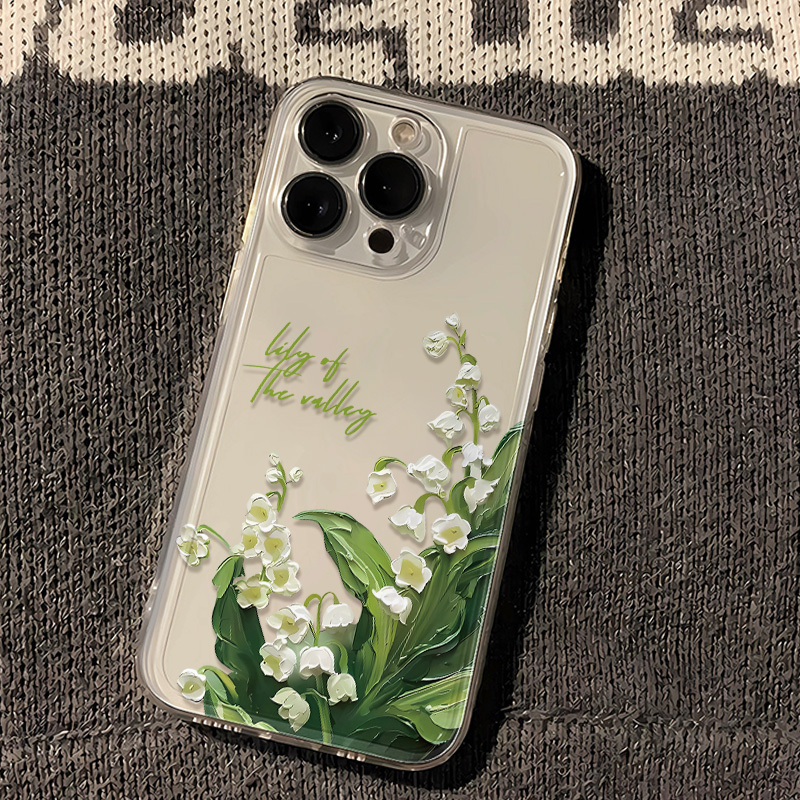 铃兰花MATE70Pro春日15Plus英文RENO13苹果14ProMax透明软NOVA12手机壳Y300T适用iPhone16创意ins风IQOONEO10