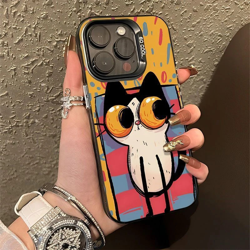 OPPOReno15c适用可爱13ProMax荣耀500苹果17大眼猫咪IQOOZ11TURBO创意手机壳硬Nova14彩银iPhone12卡通16PLUS