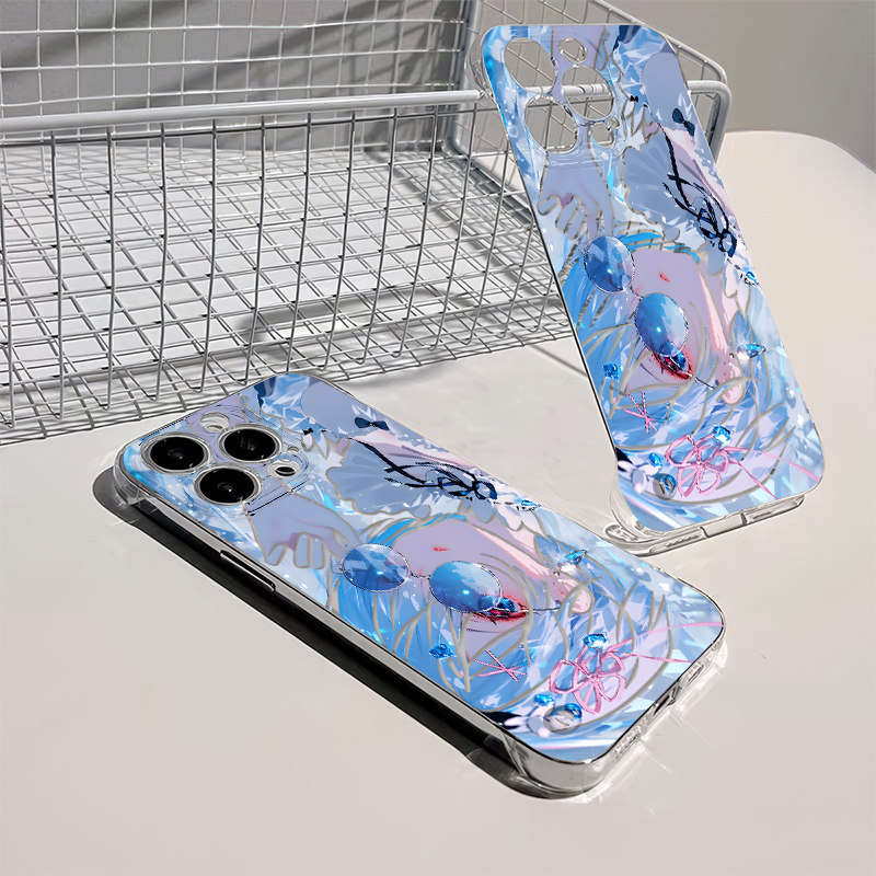 超薄iPhone13手机壳带支架12无边框s20硬墨镜蕾姆苹果16适用VIVOIQOOneo10卡通15ProMax高级感14透明a58x可爱