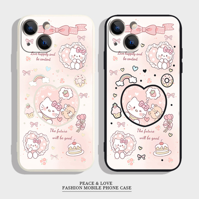 OPPOFINDX9可爱14PLUS适用OPPOK13TURBO软iPhone16卡通小米17ProMax苹果12pins风手机壳华为NOVA15爱心kt小熊