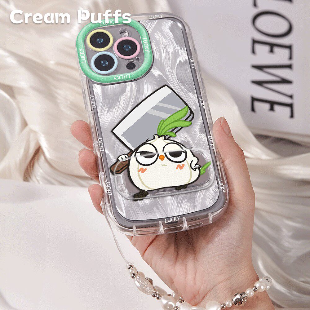 真我GT8适用带挂绳iPhone15新款恶搞蒜鸟提刀红米K90ProMax软羽纱泡芙16创意14plus镜子支架12手机壳17苹果13