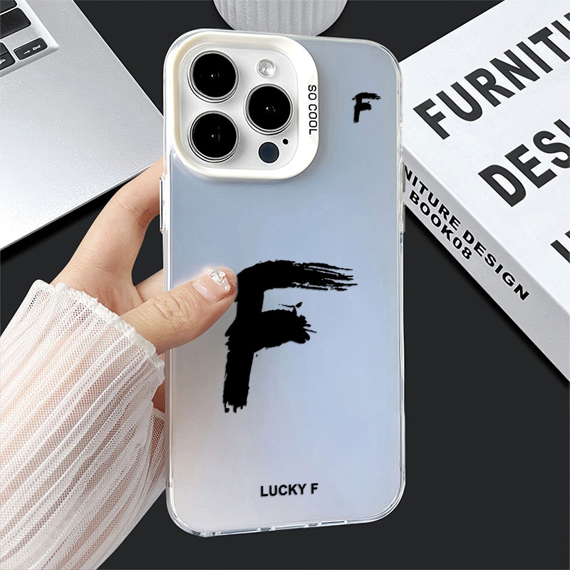 红米note15手机壳14plus适用iPhone13硬苹果16简约华为NOVA12Ultra彩银VIVOx200创意17ProMax情侣幸运F字母a5