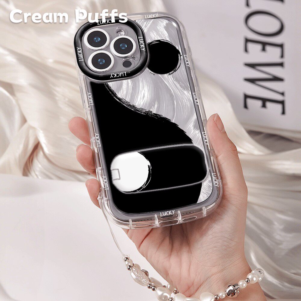 太极道文化华为MATE80创意iPhone14适用小米17荣耀MAGIC8带挂绳16plus中国风手机壳软苹果13镜子支架15ProMax