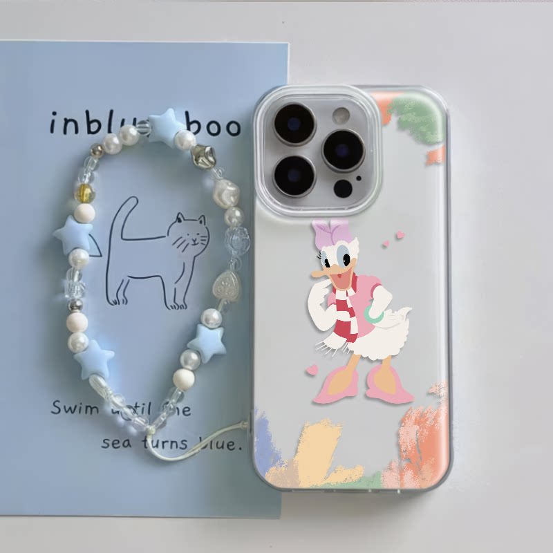 iPhone13苹果14水彩黛西16plus创意大孔12ProMax女款VIVOX200PRO手机壳带挂绳小米15ultra卡通适用硬OPPOK12S