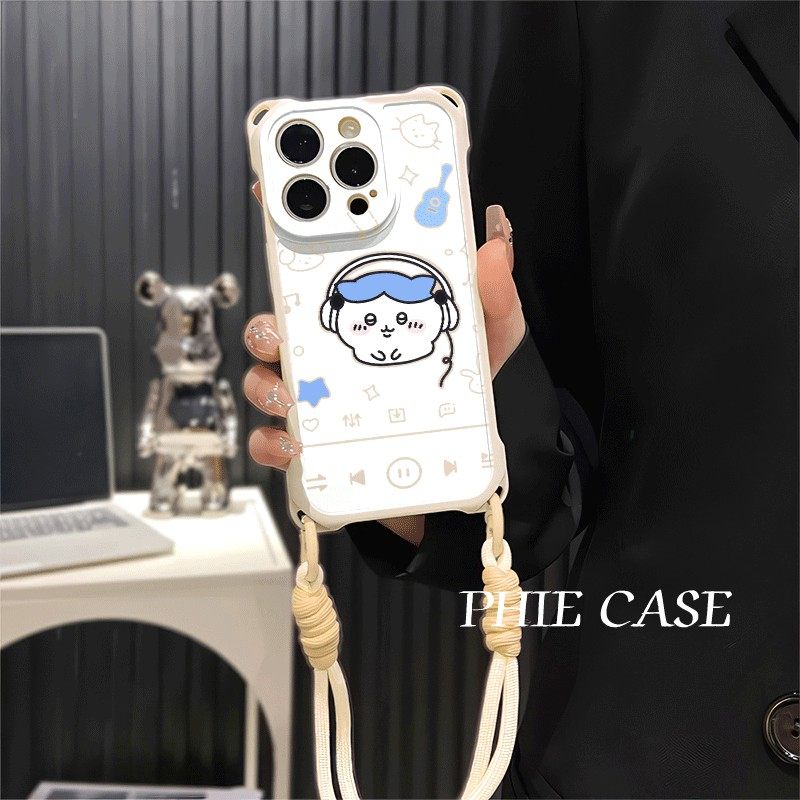 x200s耳机小八苹果16plus斜挎手腕挂绳iPhone14防摔15手机壳软12四角开孔13透明小米17ProMax适用荣耀500可爱