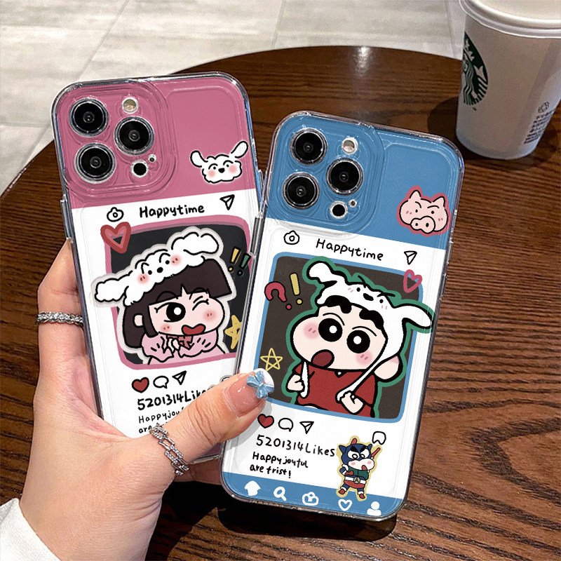 华为MATE80可爱iPhone14苹果13创意VIVOIQOO15透明软17ProMax卡通适用16PLUS手机壳荣耀X70I头套小新小爱情侣