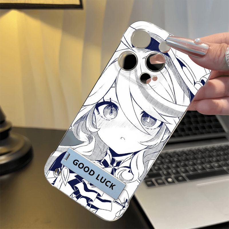 芙芙宁娜动漫无边框iPhone15手机壳带支架1加13T适用NOVA12透明16苹果14ProMax超薄荣耀X70I高级感MATE70硬女