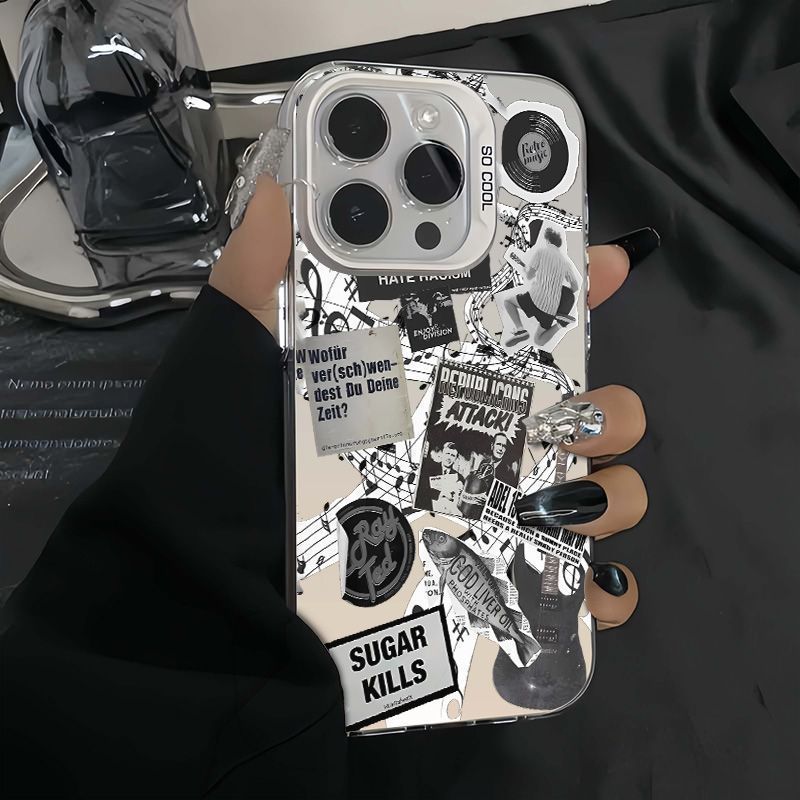 吉他咸鱼海报华为PURA80ULTRA潮酷15ProMax手机壳FINDX8彩银14一加13T硬创意iPhone12苹果16适用IQOOZ10TURBO