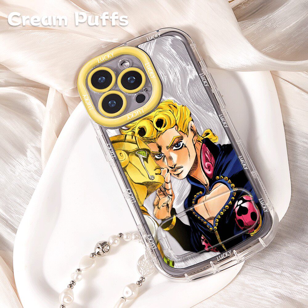 JOJO乔鲁诺拼贴华为NOVA15iPhone17适用荣耀x70动漫带挂绳15plus手机壳12软13pro苹果14镜子支架个性16ProMax