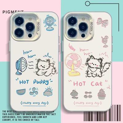 风吹猫狗OPPOReno14适用红米TURBO5一加13彩银12ProMax手机壳硬iPhone16plus可爱x200s苹果17情侣IQOO15ULTRA