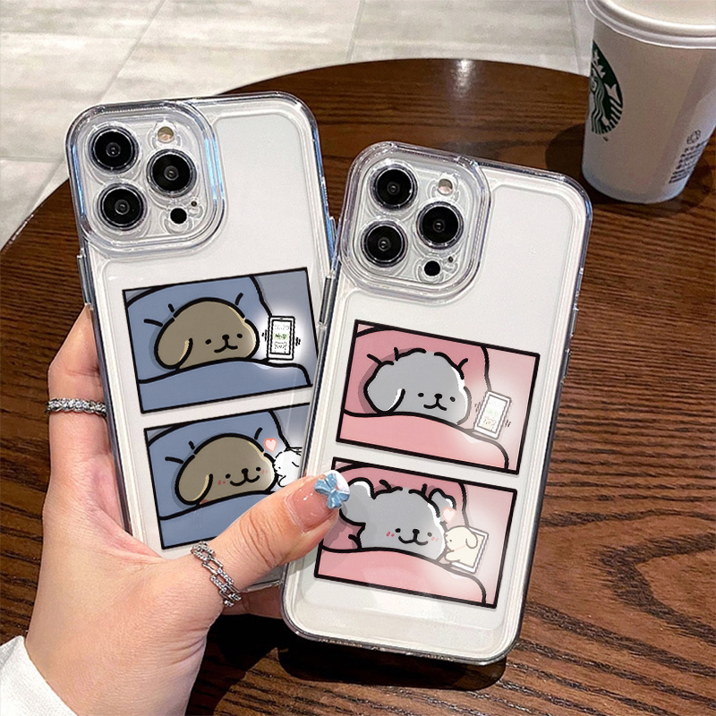 VIVOX200S适用OPPORENO14晚安可爱小狗苹果16情侣15ProMax透明软红米NOTE13手机壳iPhone12卡通荣耀MAGIC7PRO