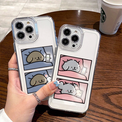 VIVOX200S适用OPPORENO14晚安可爱小狗苹果16情侣15ProMax透明软红米NOTE13手机壳iPhone12卡通荣耀MAGIC7PRO