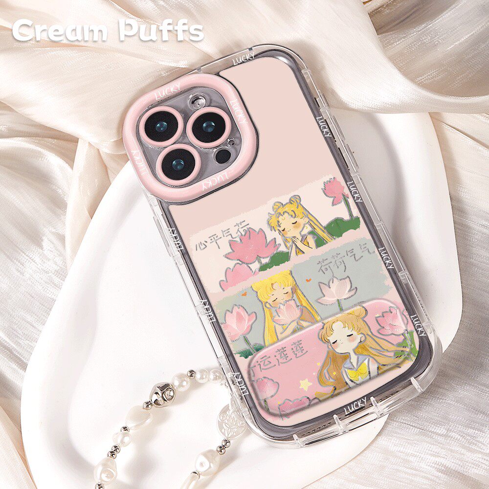 心平气荷美少女iPhone13可爱带挂绳15plus手机壳小米17至尊少女心软适用苹果14镜子支架16ProMax小众一加ACE6