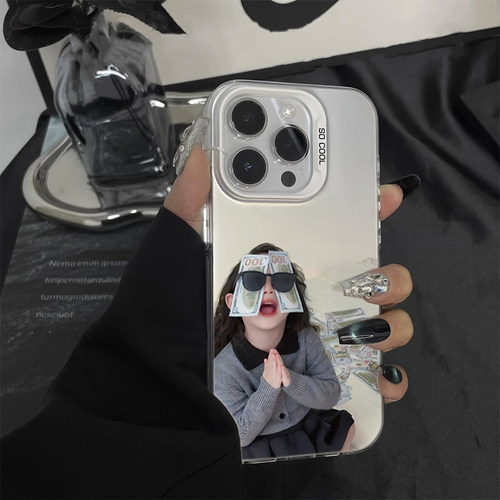 OPPOReno15适用14Plus少女心16手机壳硬苹果17ProMax创意VIVOIQOOneo11彩银iPhone13发财墨镜女孩x300ins风a5
