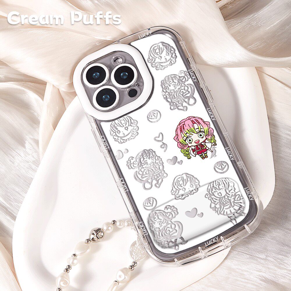 Opporeno15动漫iPhone13带挂绳16plus手机壳软适用苹果14镜子支架17ProMax鬼灭之刃甘露寺蜜璃红米TURBO5小众