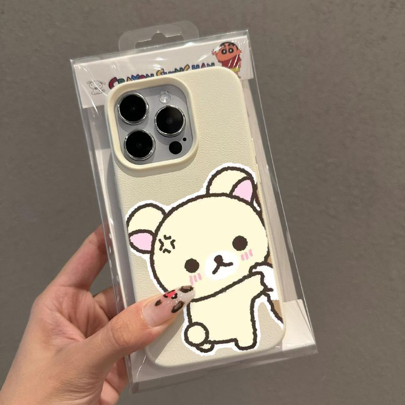 小米15适用14plus新款情侣轻松熊iPhone13荔枝纹12ProMax手机壳软苹果16卡通荣耀300ins风真我gt7pro可爱a58x