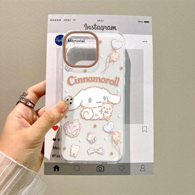 适用可爱Nova12苹果15硬卡通13ProMax线条卡通玉桂狗14PLUS手机壳带挂绳iPhone16大孔K80少女心红米TURBO4PRO