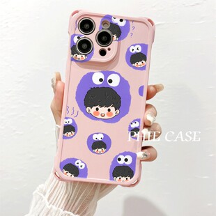 苹果16斜挎手腕挂绳14防摔可爱毛球林俊杰iPhone17四角开孔15plus手机壳软12ProMax适用13透明卡通OPPOFINDX9