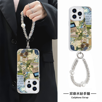 海报风花朵14硬羽纱Reno13小众12ProMax一加ace5适用红米K80高级感iqooneo10苹果16plus手机壳带挂绳iPhone15