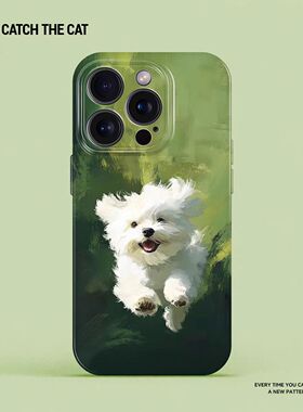 卡通iPhone12可爱奔跑小狗Reno14苹果17少女心X200S一加ACE6适用16ProMax菲林硬15PLUS红米K90手机壳VIVOX300