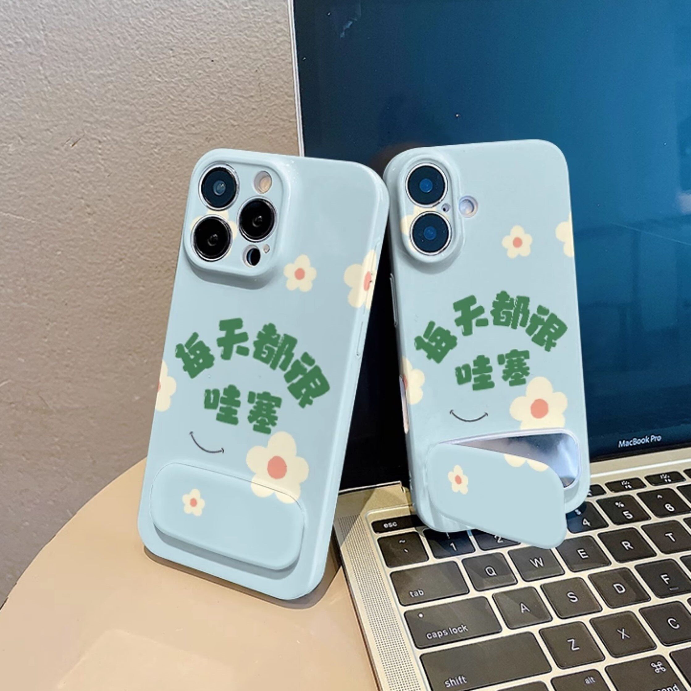 高级感硬iPhone13带镜子支架12适用X200S每天都很哇塞14PLUS菲林创意15ProMax苹果16手机壳ins风三星S25ULTRA