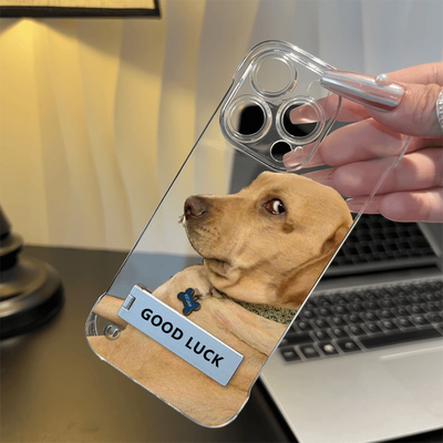 斜眼小狗iPhone16高级感14promax超薄华为mate70透明小米15Ultra无边框苹果13手机壳带支架12适用iQOOneo10硬