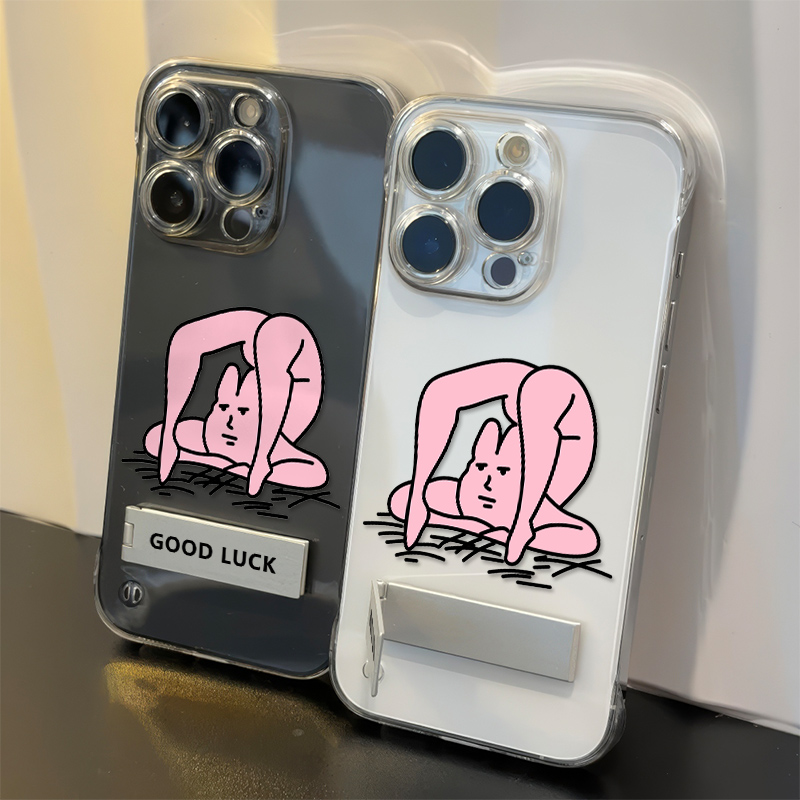 手机壳带支架硬iPhone16高级感一加13T奇怪姿势小人OPPOFINDX8S透明苹果14超薄无边框小众12ProMax适用小米15
