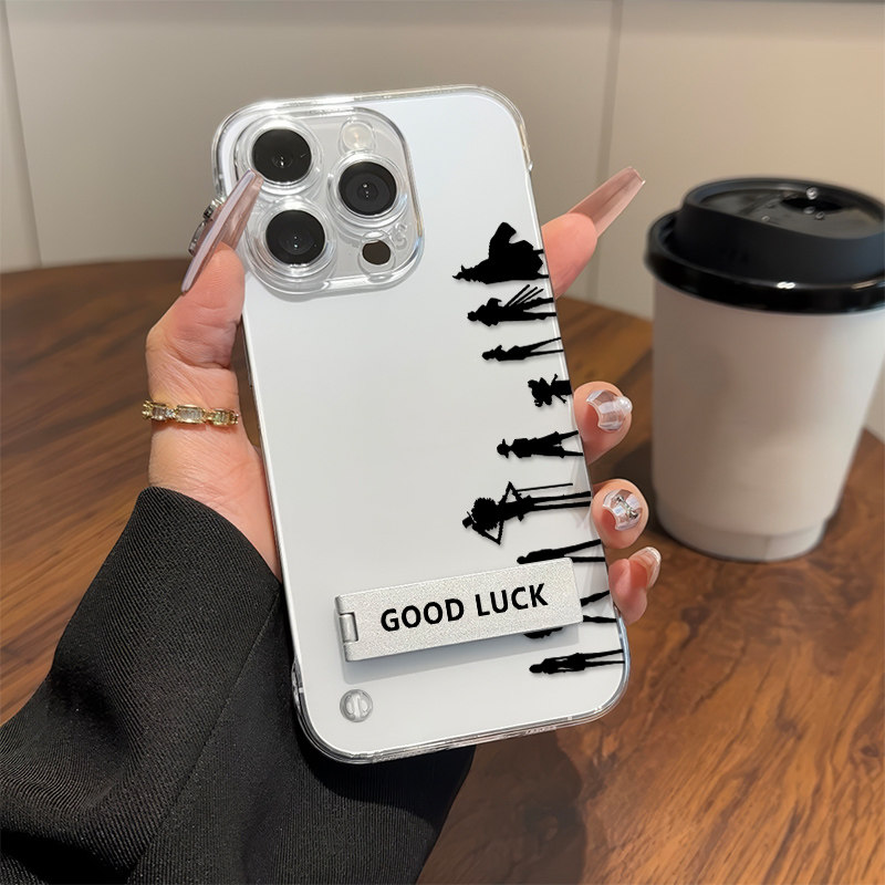 无边框iPhone13苹果12带支架OPPORENO14透明真我NEO8超薄动漫17硬15ProMax适用16PLUS高级感海贼王合影手机壳