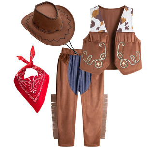 万圣节儿童服装男童西部牛仔马甲cos服化妆舞会派对角色扮演出服