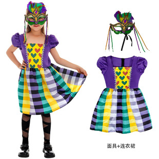 万圣节儿童服装女童高端小丑cos服狂欢节日派对衣服角色扮演出服
