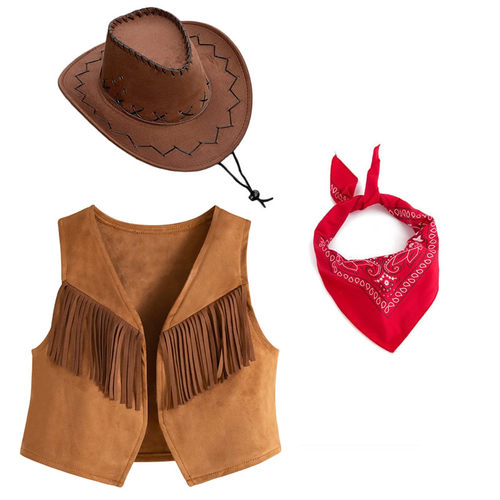 男女童西部牛仔马甲装扮演服背心