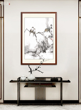 水墨画荷花花鸟客厅挂画玄关竖款装饰画餐厅走廊禅意书房茶室国画