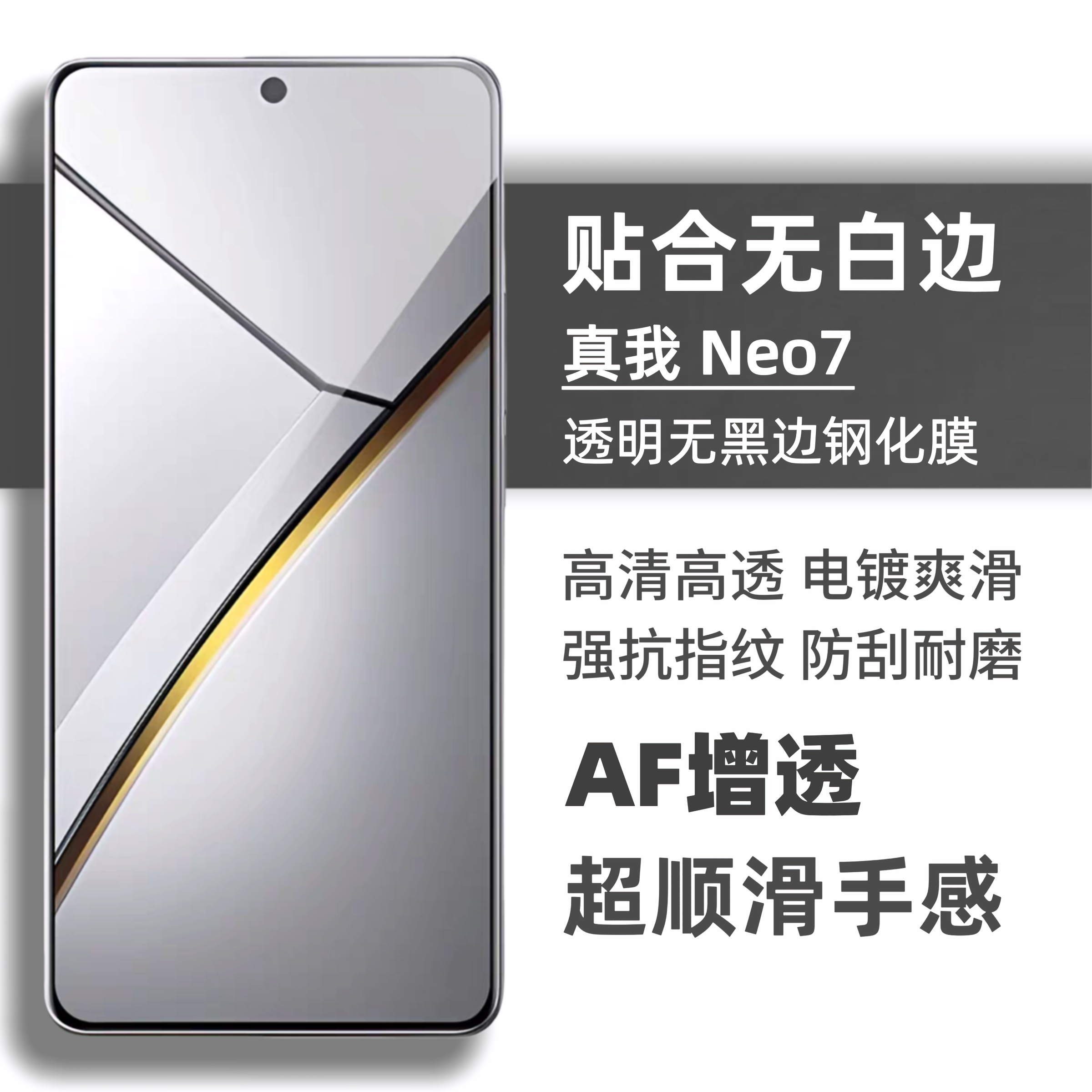 适用realme真我neo7se钢化膜GT6手机贴膜高铝超清gtneo5无白边se电镀防指纹高清屏幕保护贴膜