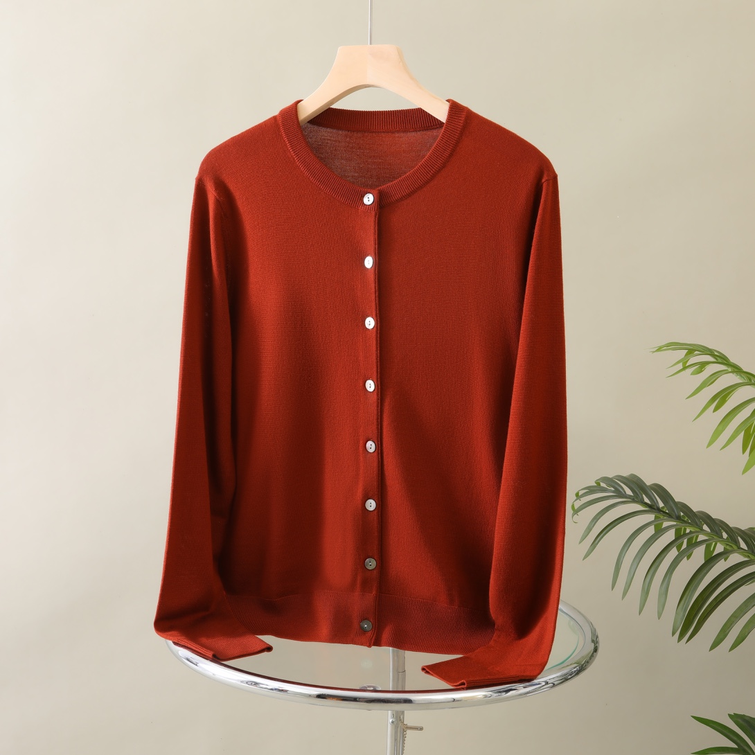 扬子黑金120支精纺羊毛国王礼物女款开衫空调衫 圆领开衫防晒衫女