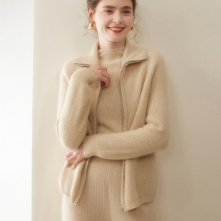 NZ666山羊绒针织开衫秋冬开衫套头衫厚款开衫针织女